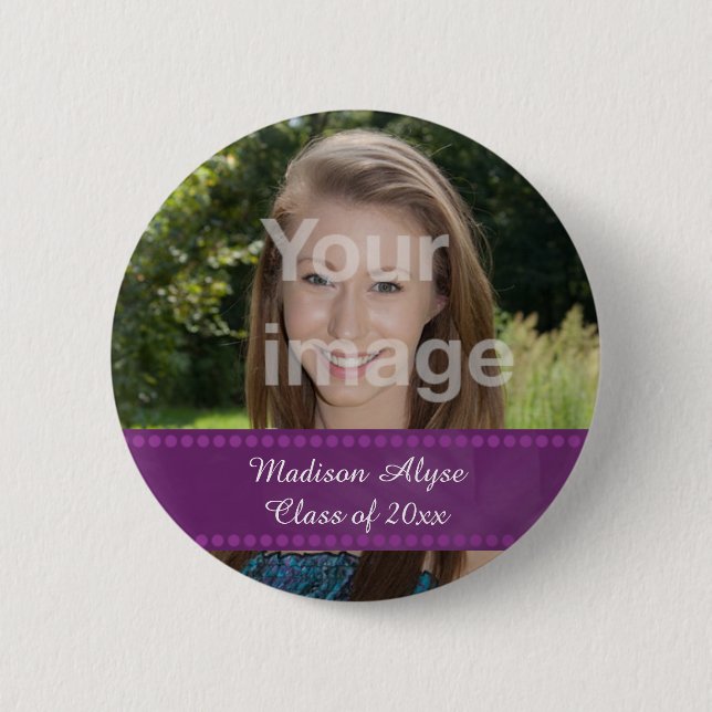 Macaron Rond 5 Cm Bouton de l'année de graduation photo personnalisé (Devant)