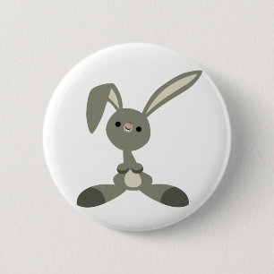 Macaron Rond 5 Cm Bouton de lapin de caricature Curieux