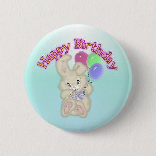 Macaron Rond 5 Cm Bouton de lapin de joyeux anniversaire