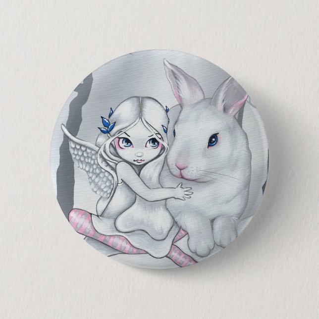 Macaron Rond 5 Cm Bouton "de lapin de neige" (Devant)