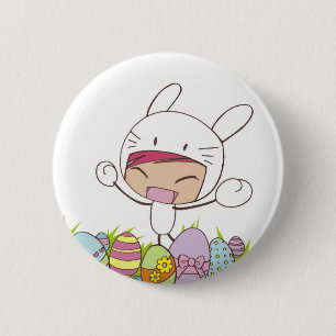 Macaron Rond 5 Cm Bouton de lapin de Pâques