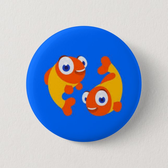 Macaron Rond 5 Cm Bouton de l'enseignant de poisson blanc (Devant)