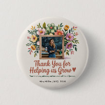 Bouton de l'enseignant floral - Cadeau Merci