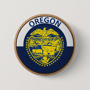 Macaron Rond 5 Cm Bouton de l'état de l'Oregon Flag Seal