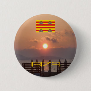 Macaron Rond 5 Cm Bouton de lever du soleil d'Ibiza