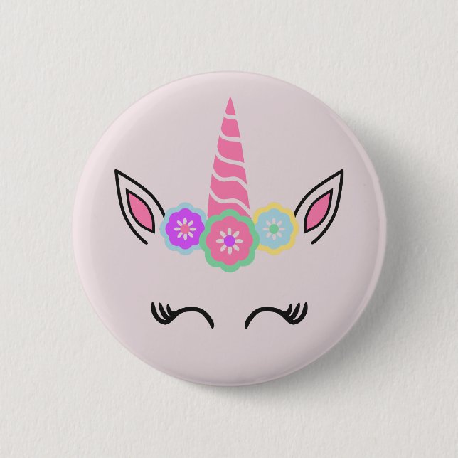 Macaron Rond 5 Cm Bouton de licorne (Devant)