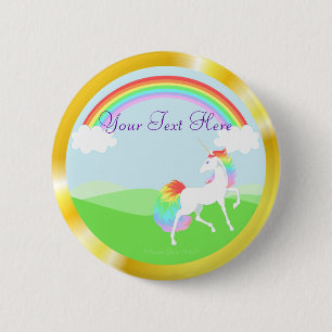 Macaron Rond 5 Cm Bouton de licorne d'arc-en-ciel
