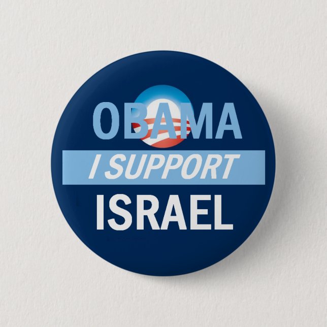 Macaron Rond 5 Cm Bouton de l'Israël de soutien d'Obama I (Devant)