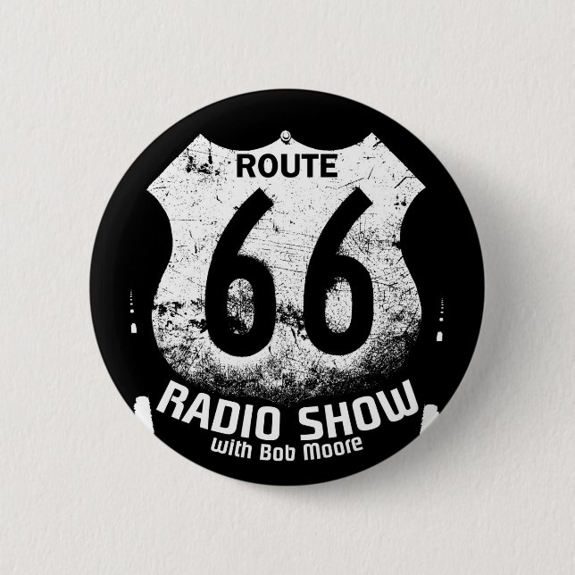 Macaron Rond 5 Cm Bouton de l'itinéraire 66 de radio de rebond (Devant)