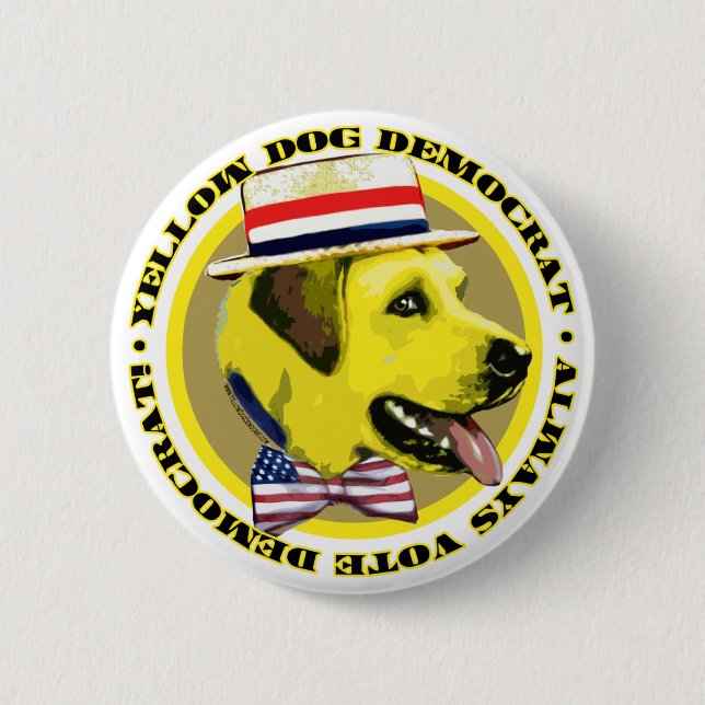 Macaron Rond 5 Cm Bouton de logo de chien jaune (Devant)
