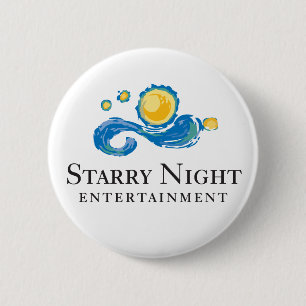 Macaron Rond 5 Cm Bouton de logo de nuit étoilée