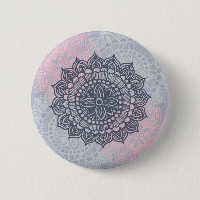 Macaron Rond 5 Cm Bouton de l'ornement de suivi Mandala (Devant)