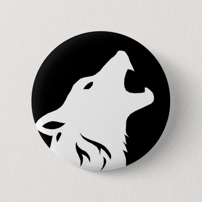 Macaron Rond 5 Cm Bouton de loup d'hurlement (Devant)