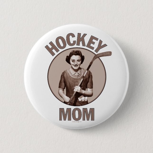 Macaron Rond 5 Cm Bouton de lumière de maman d'hockey (Devant)