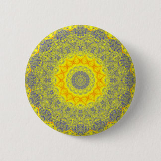 Macaron Rond 5 Cm Bouton de mandala Abstrait Sun Burst Yellow