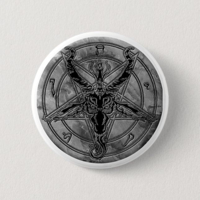 Macaron Rond 5 Cm Bouton de marbre de Baphomet (Devant)