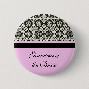 Macaron Rond 5 Cm bouton de mariage en damas. pour grand-mère, grand