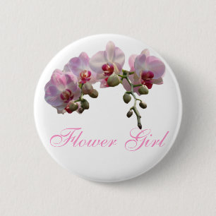 Macaron Rond 5 Cm bouton de mariage fleurs d'orchidée rose