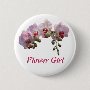 Macaron Rond 5 Cm bouton de mariage fleurs d'orchidée rose
