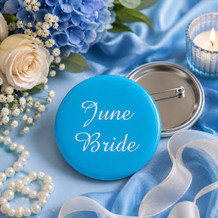 Macaron Rond 5 Cm Bouton de mariée de juin bleu et blanc