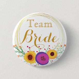 Macaron Rond 5 Cm Bouton de mariée de l'équipe de Mariage d'or blanc