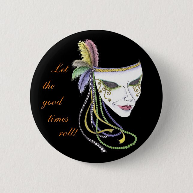 Macaron Rond 5 Cm Bouton de masque de mardi gras (Devant)
