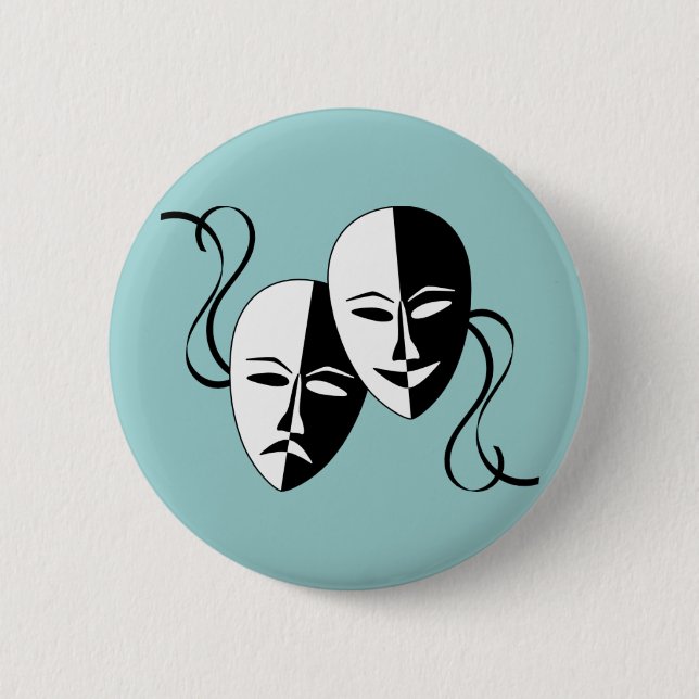 Macaron Rond 5 Cm Bouton de masques de comédie et de tragédie (Devant)