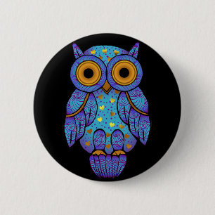 Macaron Rond 5 Cm Bouton de minuit de folie de hibou de H00t