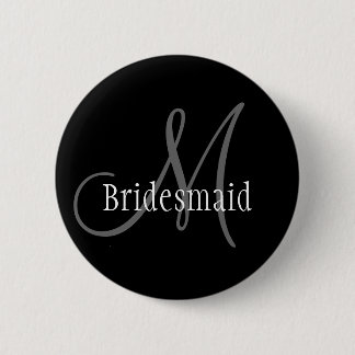 Macaron Rond 5 Cm Bouton de monogramme de mariage de demoiselle