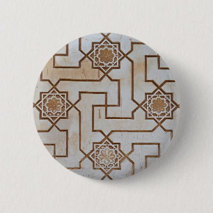 Macaron Rond 5 Cm Bouton de mosaïque beige arabesque