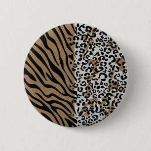 Macaron Rond 5 Cm Bouton de motif zèbre léopard animal