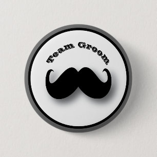 Macaron Rond 5 Cm Bouton de moustache - marié d'équipe