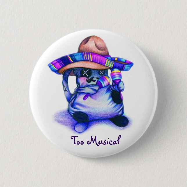 Macaron Rond 5 Cm Bouton "de musical de Substance gluante-Trop" (Devant)