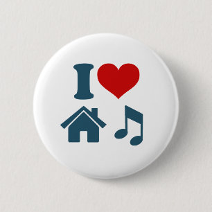 Macaron Rond 5 Cm Bouton de musique Love House (blanc)