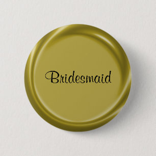 Macaron Rond 5 Cm Bouton de Nametag d'or de demoiselle d'honneur