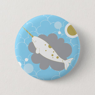 Macaron Rond 5 Cm Bouton de Narwhal