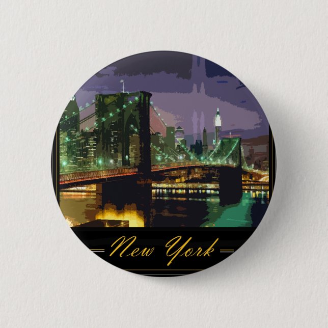 Macaron Rond 5 Cm bouton de New York (Devant)
