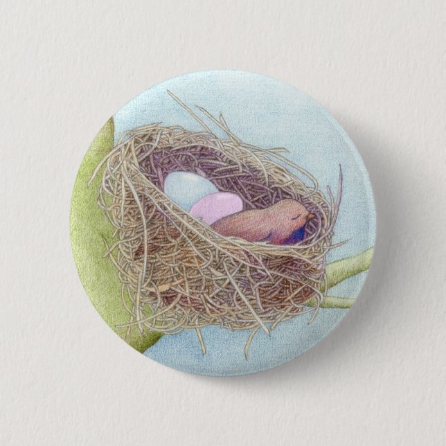 Macaron Rond 5 Cm Bouton de nid d'oiseaux (Devant)