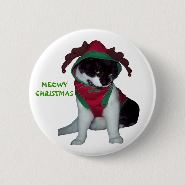 MACARON ROND 5 CM BOUTON DE NOËL DE CAT DE KITTY (Devant)