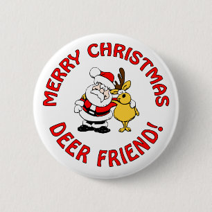 Macaron Rond 5 Cm Bouton de Noël "Deer Friend"