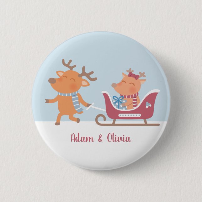 Macaron Rond 5 Cm Bouton de Noël du mignon renne Pulls (Devant)