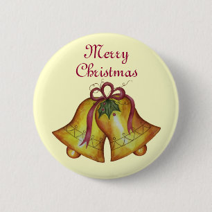Macaron Rond 5 Cm Bouton de Noël Joyeux cloches de Noël