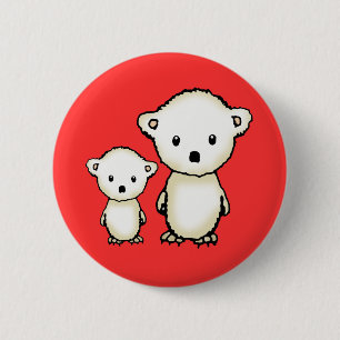 Macaron Rond 5 Cm Bouton de Noël Oursons Polaires Mignons