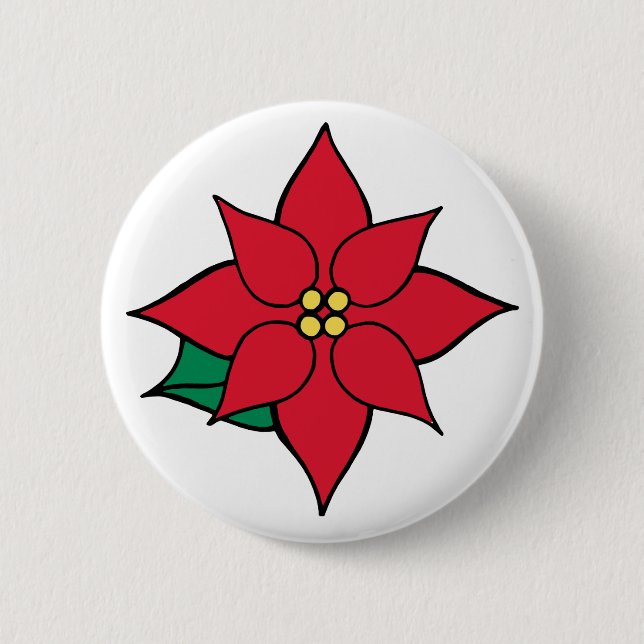 Macaron Rond 5 Cm Bouton de Noël Poinsettia (Devant)