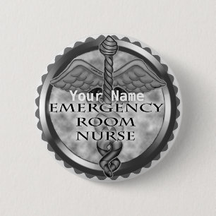 Macaron Rond 5 Cm Bouton de nom personnalisé Grey ER Nurse