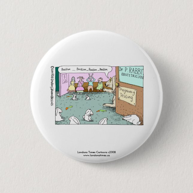 Macaron Rond 5 Cm Bouton de nouveauté amusant des OBGYN de lapin (Devant)