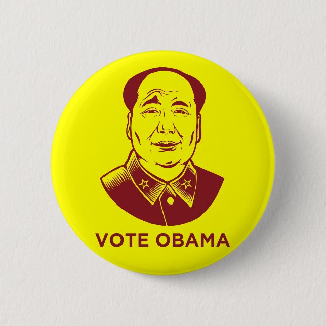 Macaron Rond 5 Cm Bouton de "Obama de vote" de Mao (Devant)