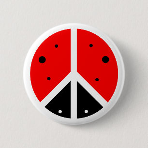 Macaron Rond 5 Cm Bouton de paix de coccinelle