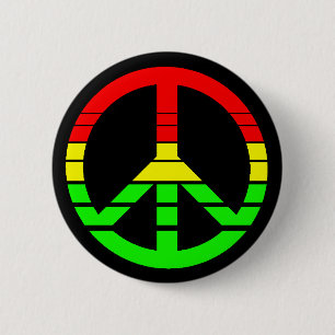Macaron Rond 5 Cm Bouton de paix de Rasta