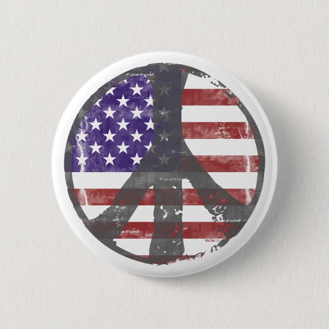 Macaron Rond 5 Cm Bouton de paix des Etats-Unis (Devant)